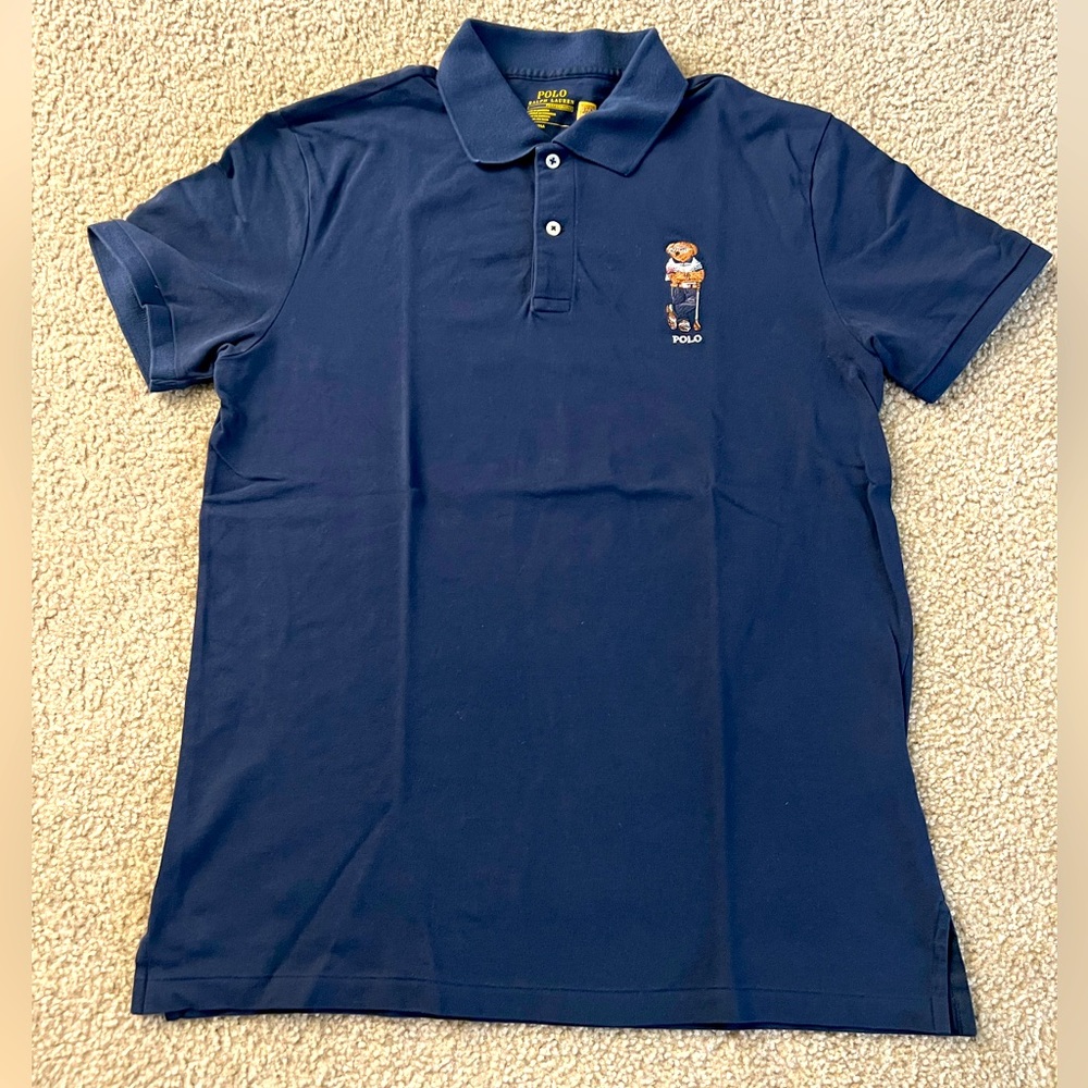 Ralph Lauren polo navy golf shirt Polo Bear size medium